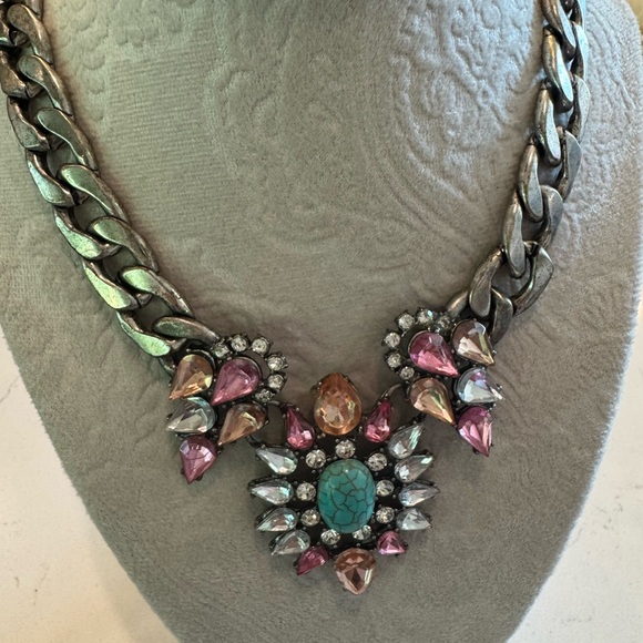 Necklace bundle , Turquoise and Pink Statement Necklace - Picture 4 of 4